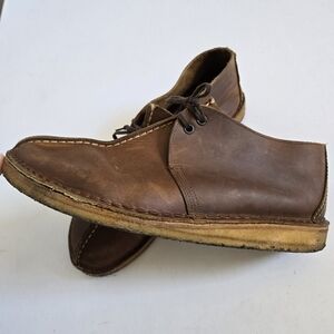 Clarks Desert Trek Brown Beeswax Leather Shoes chukka brown mens 10.5/11